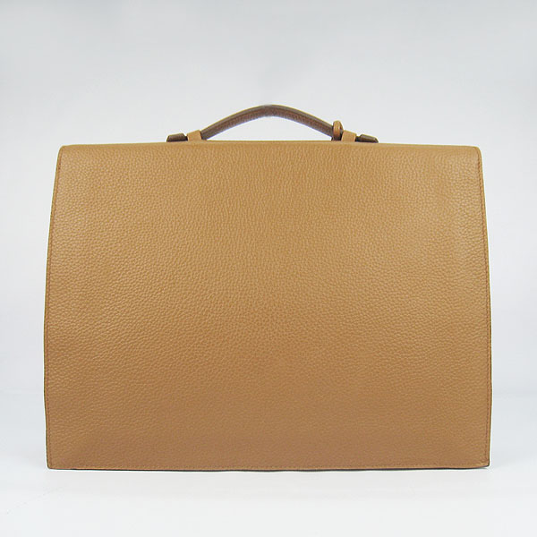 Replica Hermes Leather Small Briefcase Light Coffee 2813